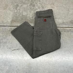 vintage wrangler double knee relaxed baggy fit olive green dungaree cargo pants